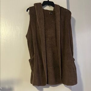 Cozy Brown Sleeveless Hooded Vest